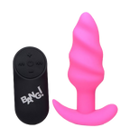 BANG Remote Control 21X Vibrating Silicone Swirl Butt Plug - Pink