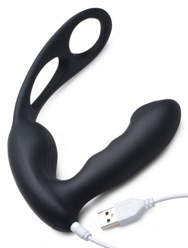 7X P-STRAP Milker Vibrating Prostate Stim w/ Cock & Ball Harness