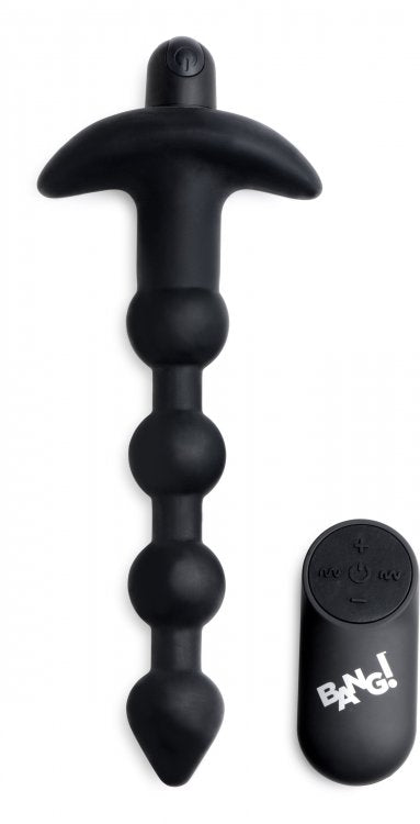 BANG Remote Control Vibrating Silicone Anal Beads - Black