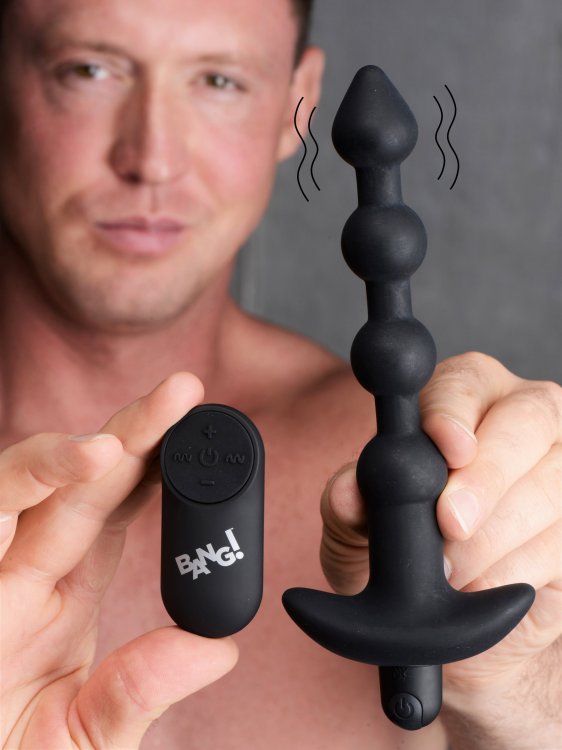 BANG Remote Control Vibrating Silicone Anal Beads - Black