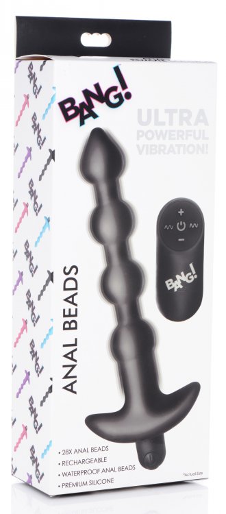 BANG Remote Control Vibrating Silicone Anal Beads - Black
