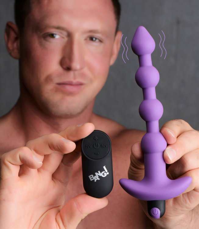 BANG Remote Control Vibrating Silicone Anal Beads - Purple