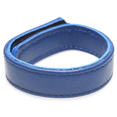LEATHER AND VELCRO COCKRING BLUE BY STRICT LEATHER