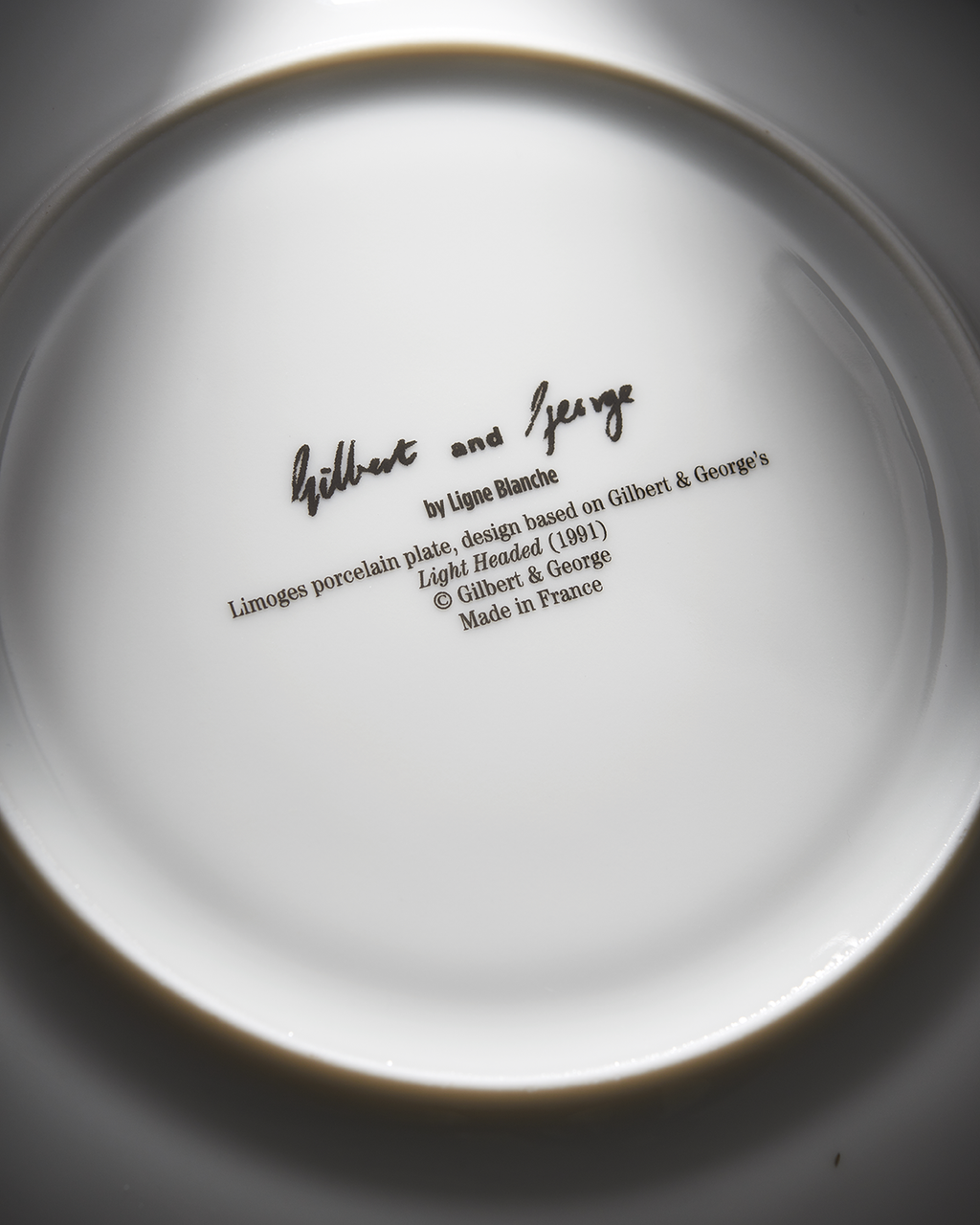 GILBERT & GEORGE PORCELAIN PLATE - "LIGHT HEADED"