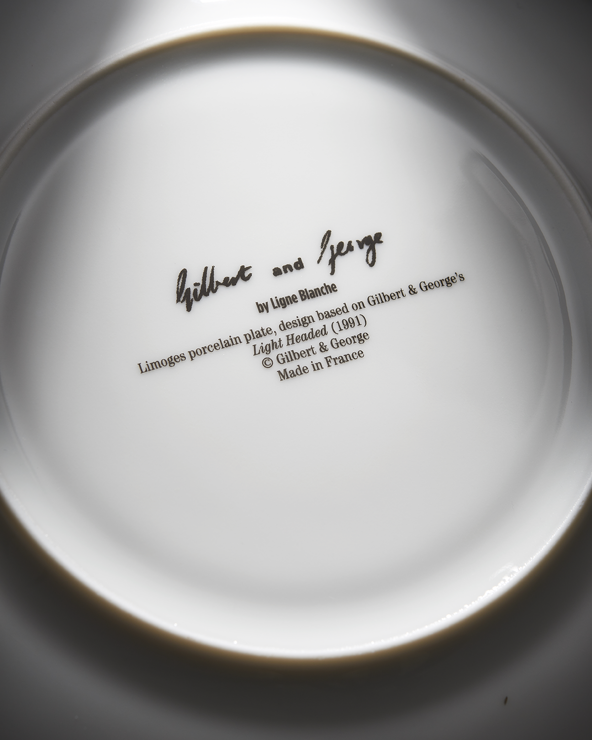 GILBERT & GEORGE PORCELAIN PLATE - "LIGHT HEADED"