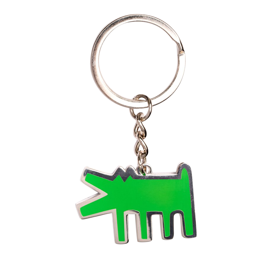 Keith Haring Green Barking Dog Key Ring