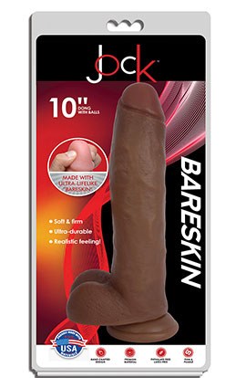 10" BARESKIN DILDO BY JOCK w. BALLS - Dark
