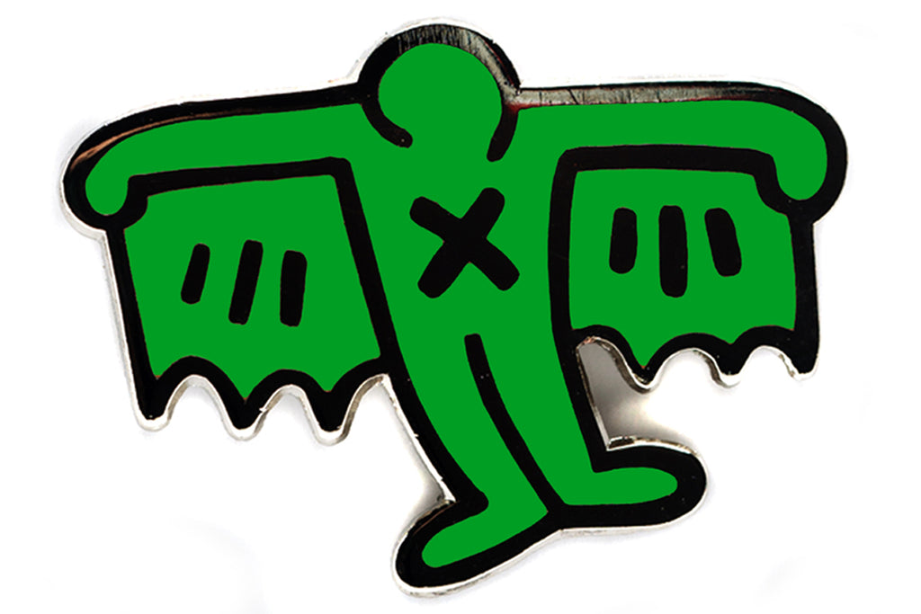 KEITH HARING BAT DEMON PIN - GREEN