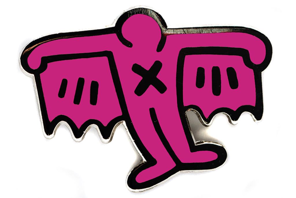 KEITH HARING BAT DEMON PIN - PINK