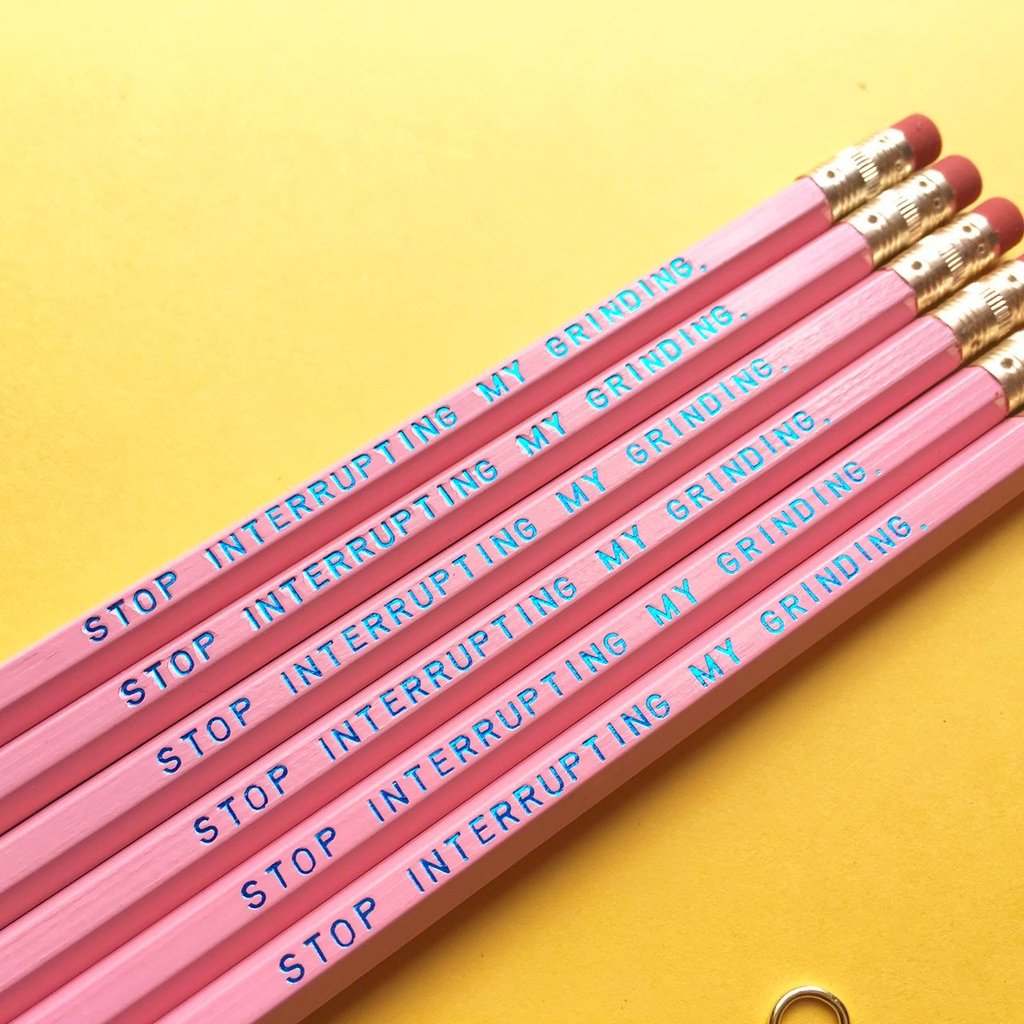STOP INTERRUPTING MY GRINDING Pencil Set by Rhino Parade