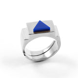 Blue Triangle Ring Silver by Jonathan Johnson