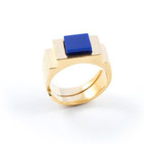 Blue Square Ring Gold by Jonathan Johnson
