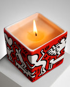 KEITH HARING "WHITE ON RED" SQUARE PERFUMED CANDLE