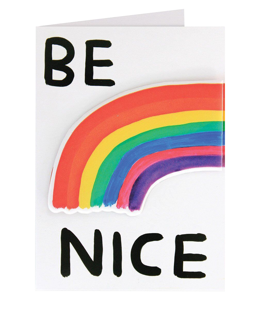 Be Nice Puffy Sticker Card - Third Drawer Down X David Shrigley