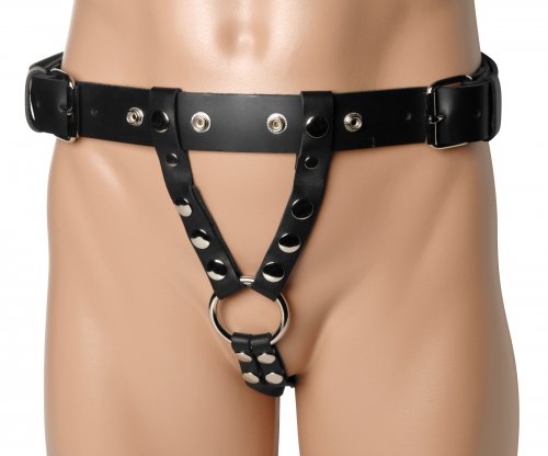 Double Penetration Premium Leather Dildo Harness for Men by Strict Leather